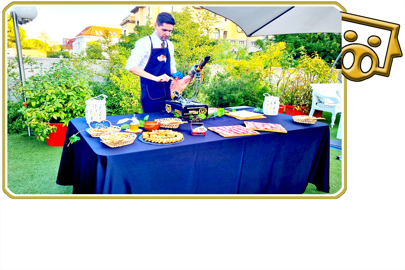 Cortador de Jamón Ibérico - Cortador de jamón profesional para Eventos y bodas - Corte a cuchillo en evento de trabajo